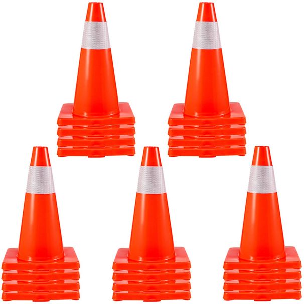 VEVOR 20Pack 18" Traffic Cones, Safety Road Parking Cones PVC Base, Orange Traffic Cone With Reflective Collars, Hazard Construction Cones For Home Traffic Parking_maomaolike.com