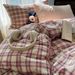 Wholesale INS Japanese Mixed Color Pure All-Cotton Simple Nordic Style Washed Cotton Plaid Four-Piece Set_maomaolike.com