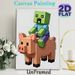 Pixel Zombie & Pig Painting Poster, Vibrant Pixelated Zombie Riding Pig Poster, Nostalgic Game-themed Decor Ideal For Game Room, Bedroom_maomaolike.com