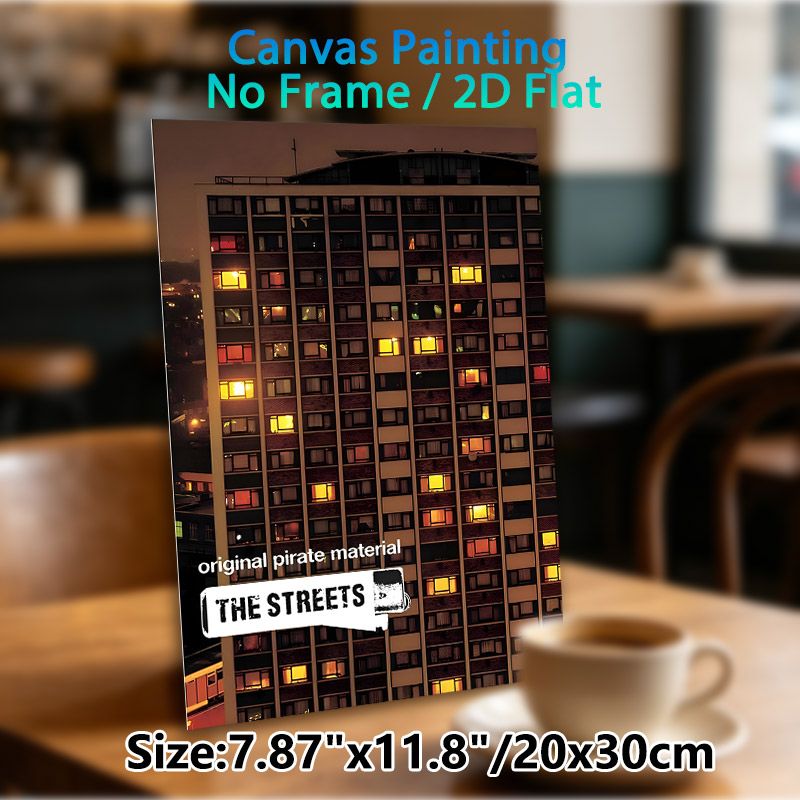 Urban Night High-Rise Painting Poster, Dimly Lit Apartment Building Scene Poster, Vintage Music-themed Wall Decor Suitable For Living Room, Music_maomaolike.com