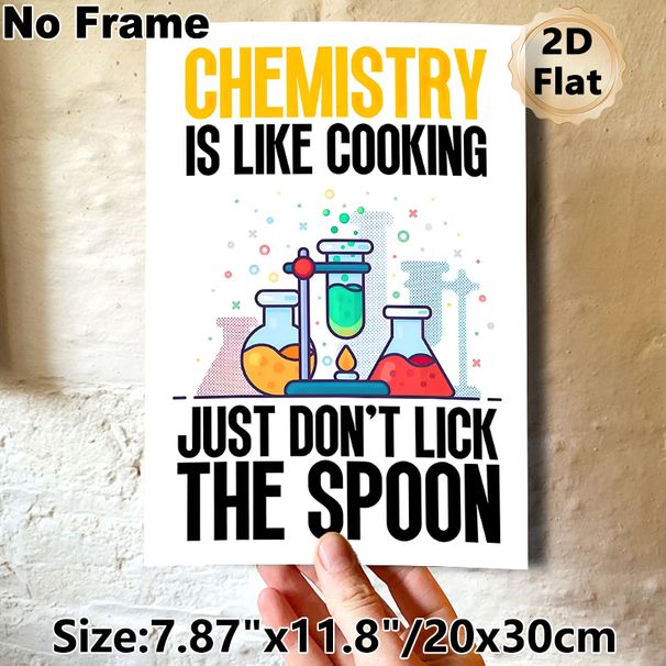 Chemistry Humor Painting Poster, Vibrant Cartoon Labware & Witty Quote Poster, Lighthearted Chemistry-themed Decor Ideal For Home Office, Lab Or Study_maomaolike.com