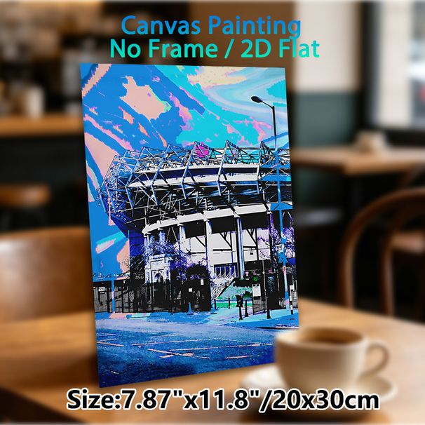 Stadium Themed Painting Poster, Vibrant Pop Art Style Stadium Exterior Poster, Stylized Colorful Sports Venue Decor Ideal For Sports Room, Living Room_maomaolike.com