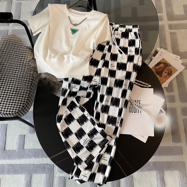 Women's Clothing Sports suit for women summer 2023 new high-end fashion versatile short-sleeved trousers two-piece suit _maomaolike.com