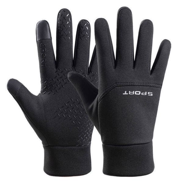 Men's gloves winter warm plus velvet outdoor sports two finger cycling waterproof non slip touch screen driving fishing gloves_maomaolike.com