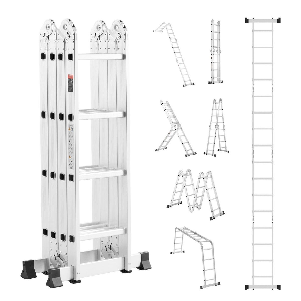 Multi-Purpose Folding Ladder 7-in-1 4 Step 15.5ft Reach Height For Work_maomaolike.com