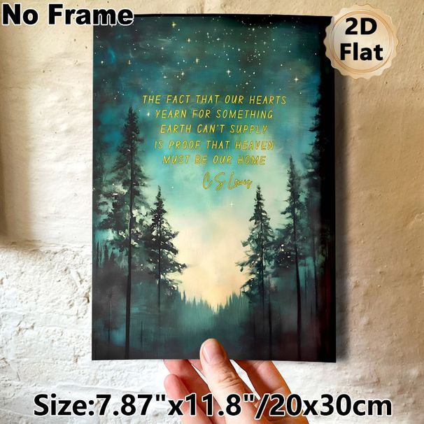 Starry Forest Inspirational Quote Painting Poster, Serene Watercolor-style Starry Night Pine Forest Poster, Thought-provoking Motivational Quote Decor_maomaolike.com