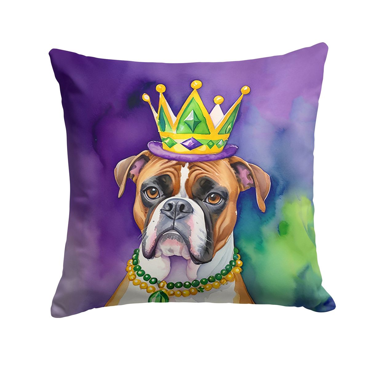 Boxer King Of Mardi Gras Throw Pillow Machine Washable, Indoor Outdoor Decorative Pillow For Couch, Bed Or Patio, 14Hx14W_maomaolike.com