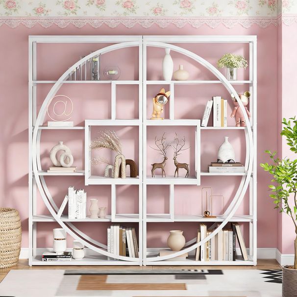 Industrial Bookshelf Bookcase With 8 Open Storage Shelf_maomaolike.com