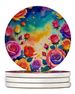 Colorful Roses Large Sandstone Coasters Pack Of 4 Absorbent Round Coasters Decor Gifts For Men Or Women, 4 In, Multicolor_maomaolike.com