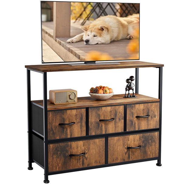 Dresser For Bedroom, Chest Of Drawers, 5 Drawer Dresser, Closet Fabric Dresser With Metal Frame Tv Stand_maomaolike.com