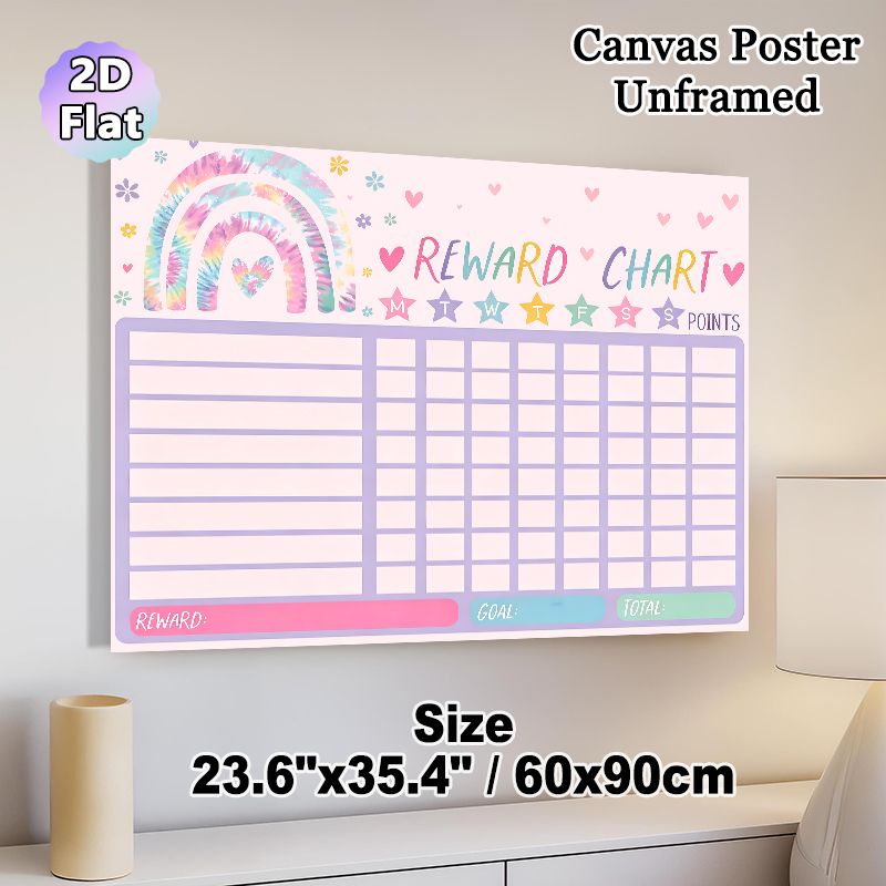 Tie-dye Rainbow Reward Chart Painting Poster, Pastel Watercolor Style Poster, Practical Design To Track Daily Tasks And Rewards, Ideal For Home Or_maomaolike.com