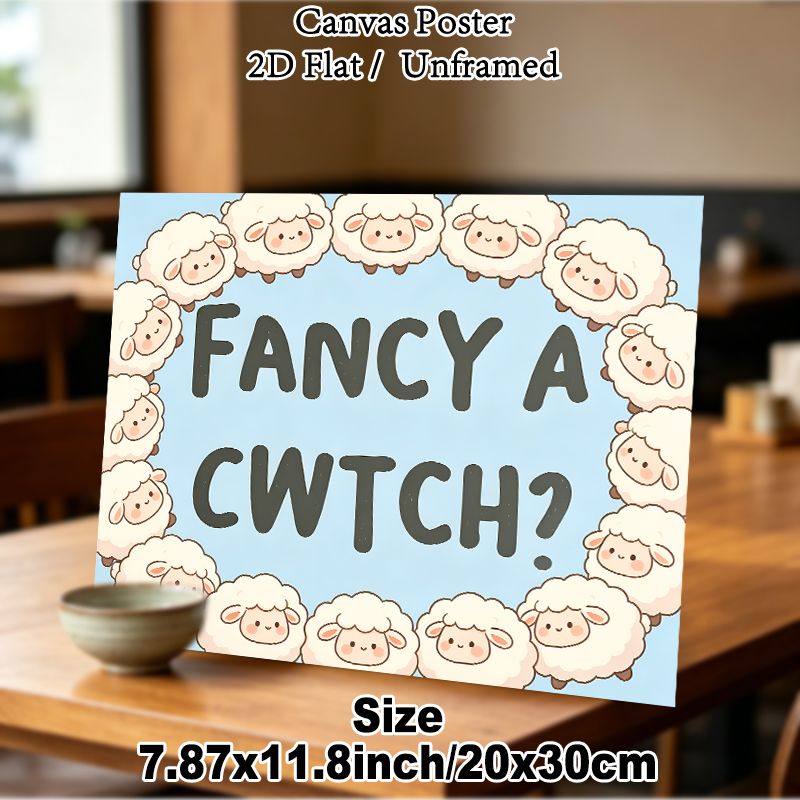 Cute Sheep Themed Painting Poster, Pastel-colored Cartoon Sheep Wreath Poster, Warm Cozy Design With Playful Text, Ideal For Living Room And Bedroom_maomaolike.com