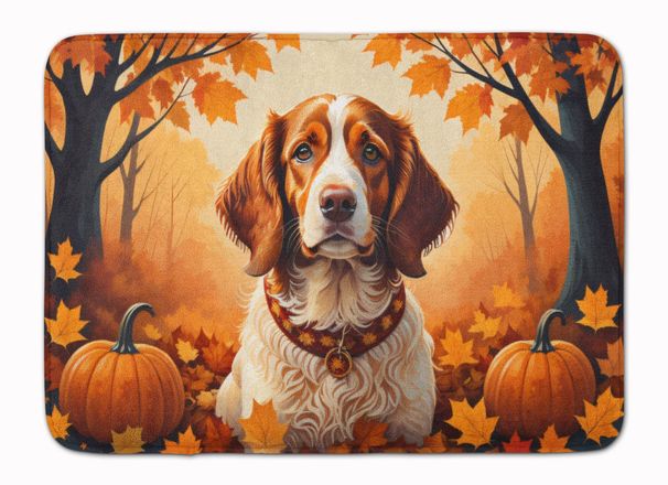 Brittany Spaniel Fall Memory Foam Kitchen Mat Machine Washable Anti-Fatigue Mat Cushion Comfort Bath Mat Or Kitchen Rug_maomaolike.com