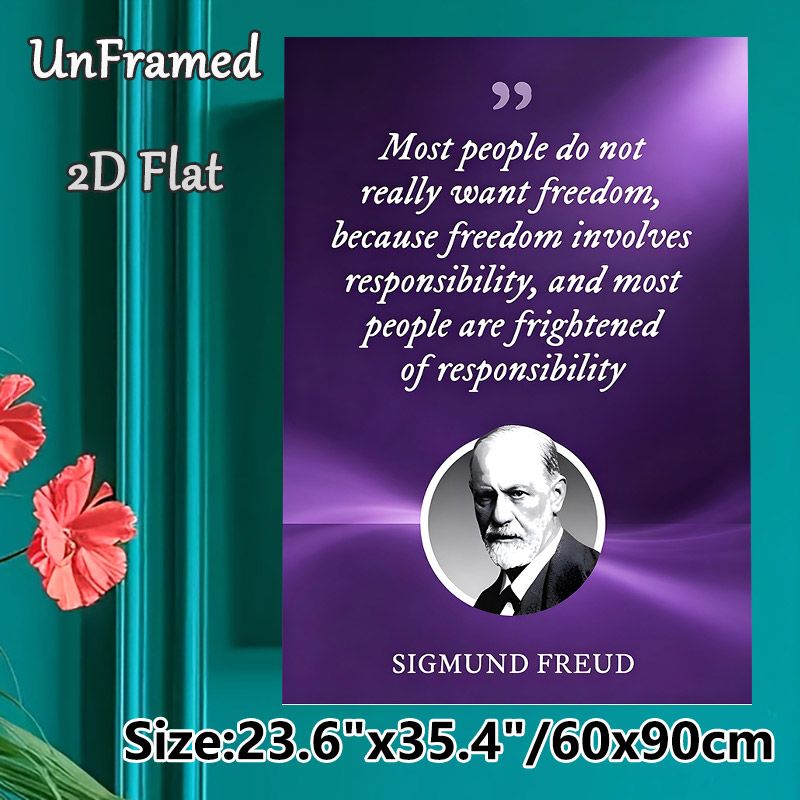 Sigmund Freud Inspirational Quote Painting Poster, Elegant Purple Typographic Poster, Thought-provoking Motivational Wall Art, Suitable For Home_maomaolike.com