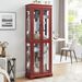Lighted Glass Curio Display Cabinet,Display Cabinet,Glass Storage Cabinet Glass Wine Cabinet Wood Frame Toy Display For Living Room, Kitchen, Pantry Light Bulb Included Cherry_maomaolike.com