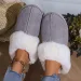 2024 Winter Warm Flat Fur Slippers Women Faux Suede Fluffy Furry Home Slides Woman Comfort Non Slip Indoor Floor Cotton_maomaolike.com