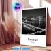 Seoul Night Cityscape Painting Poster, Monochrome Urban River & Bridge Skyline Poster, Stylish City Night View Decor Suitable For Living Room, Office_maomaolike.com