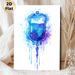 IV Bag Themed Painting Poster, Watercolor Blue & Purple Splatter Style Poster, Unique Medical-inspired Decor Suitable For Clinics, Hospitals And_maomaolike.com