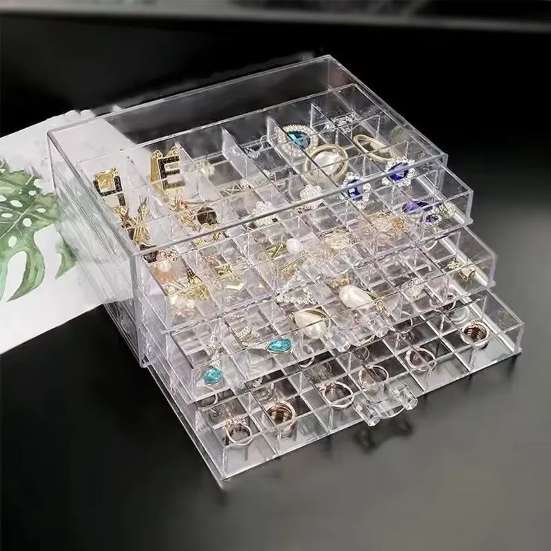 Trendy Large Capacity Transparent Box Women'S Multi-Layer Earrings Rings Necklace Box Home Drawer Style Jewelry Box_maomaolike.com