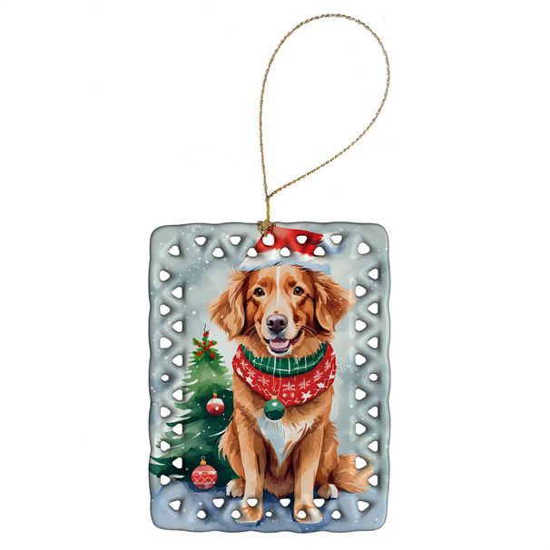 Nova Scotia Duck Toller Christmas Porcelain Ornament Christmas Tree Hanging Decorations For Home Christmas Holiday, Rectangle, Gift, Multicolor_maomaolike.com