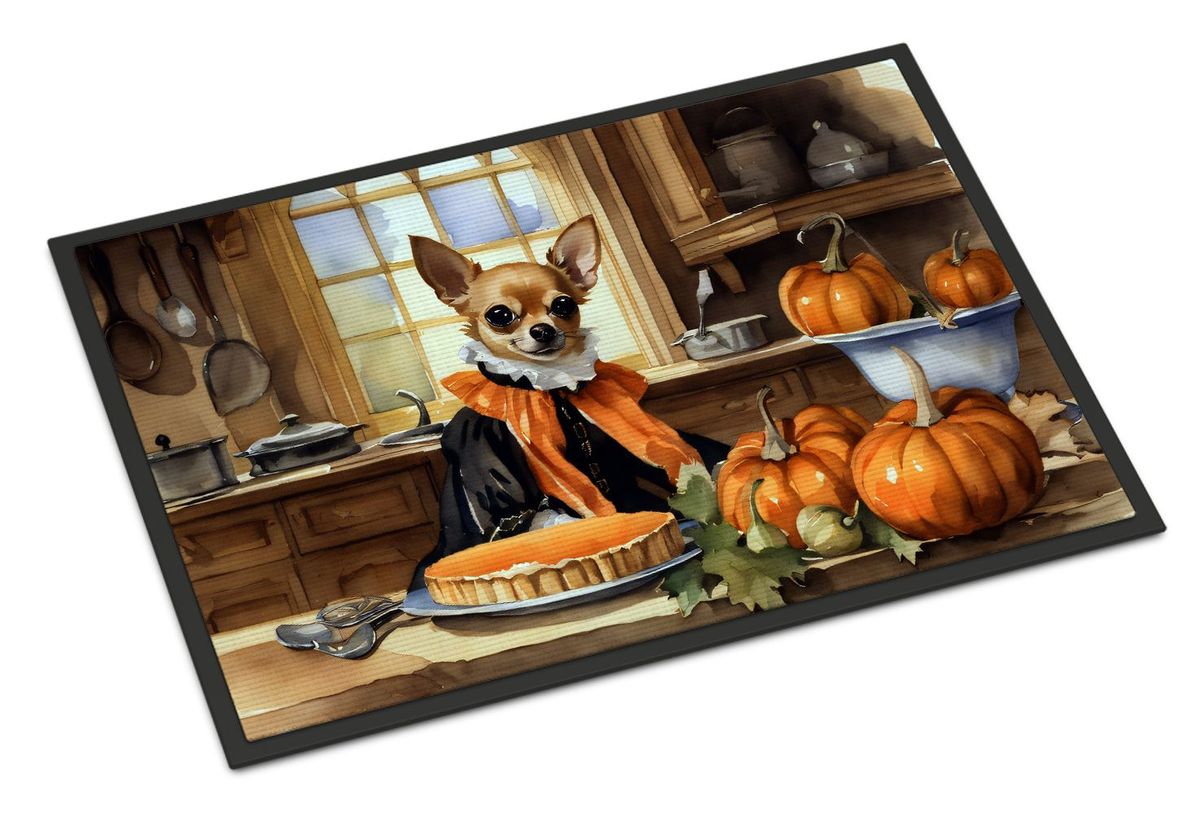 Chihuahua Fall Kitchen Pumpkins Doormat Front Door Mat Indoor Outdoor Rugs For Entryway, Non Slip Washable Low Pile, 24H X 36W_maomaolike.com