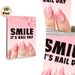 Nail Day Smile Painting Poster, Soft Pink Watercolor Style Poster, Cheerful Nail-themed Design Ideal For Beauty Salon, Bedroom Wall Decor_maomaolike.com