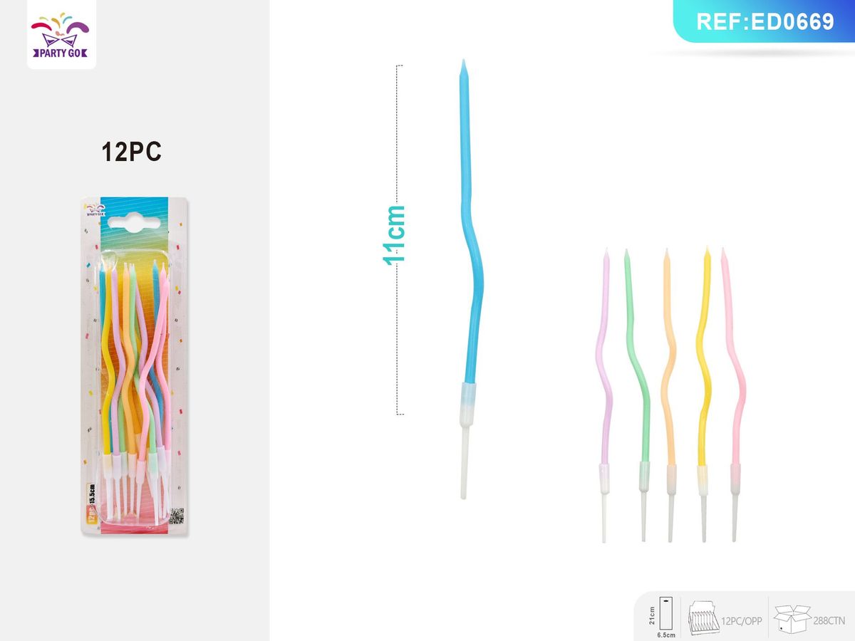 144 11cmPieces Twisty Birthday Candles Spiral Cake Candles With Holders Metallic Cake Cupcake Candles Long Thin Curly Coil Cake Candles For Birthday, Wedding Party And Cake Decoration (Colorful)_maomaolike.com