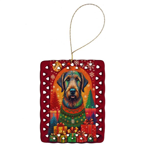Irish Wolfhound Holiday Christmas Porcelain Ornament Christmas Tree Hanging Decorations For Home Christmas Holiday, Rectangle, Gift, Multicolor_maomaolike.com