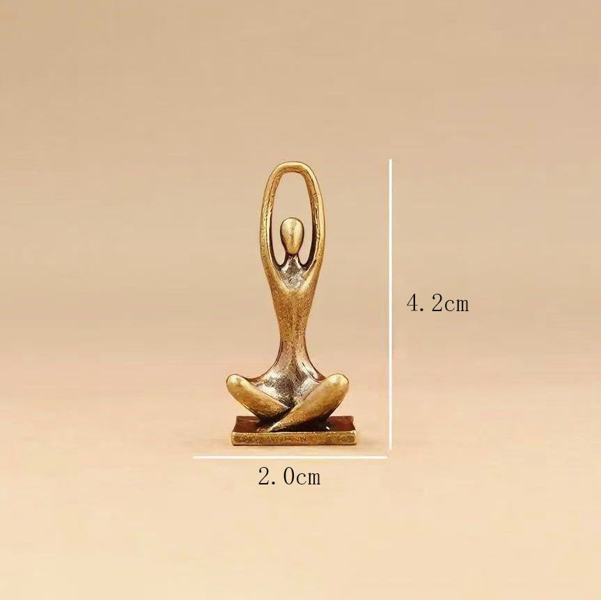 Pure Brass Yoga Girl Abstract Figurine, Nordic Light Luxury Mini Metal Statue, Tabletop Decor Ornament For Living Room Bedroom
_maomaolike.com