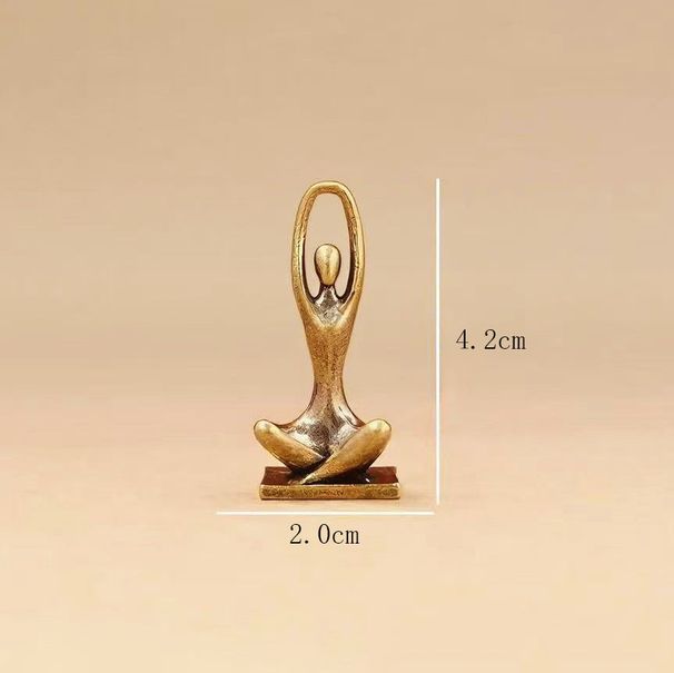 Pure Brass Yoga Girl Abstract Figurine, Nordic Light Luxury Mini Metal Statue, Tabletop Decor Ornament For Living Room Bedroom
_maomaolike.com