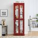 Lighted Glass Curio Display Cabinet,Display Cabinet,Glass Storage Cabinet Glass Wine Cabinet Wood Frame Toy Display For Living Room, Kitchen, Pantry Light Bulb Included Cherry_maomaolike.com