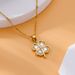 Four Leaf Clover Stainless Steel Necklaces For Women Green Zircon Gold Color Quality Jewelry Pendant Necklace Gift Free_maomaolike.com