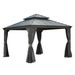 12 X 12 Hardtop Gazebo, Upgraded Metal Gazebo With Drainage System, Dual-Layer Galvanized Steel Roof, Curtain And Netting, Outdoor Shelter Canopy For Patio, Garden, And Backyard, Grey_maomaolike.com
