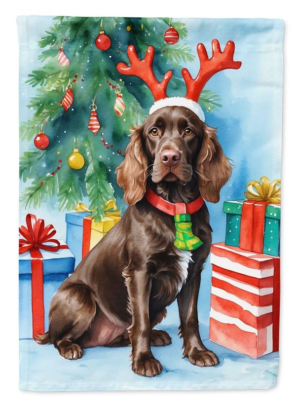Boykin Spaniel Christmas Reindeer House Flag Large Porch Sleeve Pole Decorative Outside Yard Banner Artwork Wall Hanging, Polyester, House Size, Multicolor_maomaolike.com