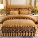 European Style Quilted Warm Crystal Velvet Skirt Single Piece Three-Piece Solid Color Thickened Coral Fleece Cover Non-Slip Bed Se_maomaolike.com