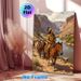 Native American Horseman & Horse Herd Painting Poster, Vintage Western Realistic Oil Painting Poster, Captivating Canyon Riverside Historical Scene_maomaolike.com