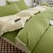 2026 New Ins Style Double Stripe Washed Bedding , Solid Color Brushed Cotton Bed Duvet Cover, Fitted Sheet, Student 3/4 Piece_maomaolike.com