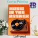 Vinyl Record Player Themed Painting Poster, Warm Orange Retro "Music Is The Answer" Poster, Chic Music-focused Wall Decor For Living Room, Music_maomaolike.com