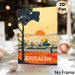 Jerusalem Cityscape Painting Poster, Warm-toned Vintage Travel Style Poster, Captivating Sunset-over-city View With Iconic Domed Building, Ideal For_maomaolike.com
