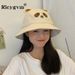 Hot Sale RICYGVM Cartoon Bear Women Fisherman Cap Wide Brim Sunscreen Bucket Hat Soft Cotton Visors Cute Ear Girls Panama Basin_maomaolike.com
