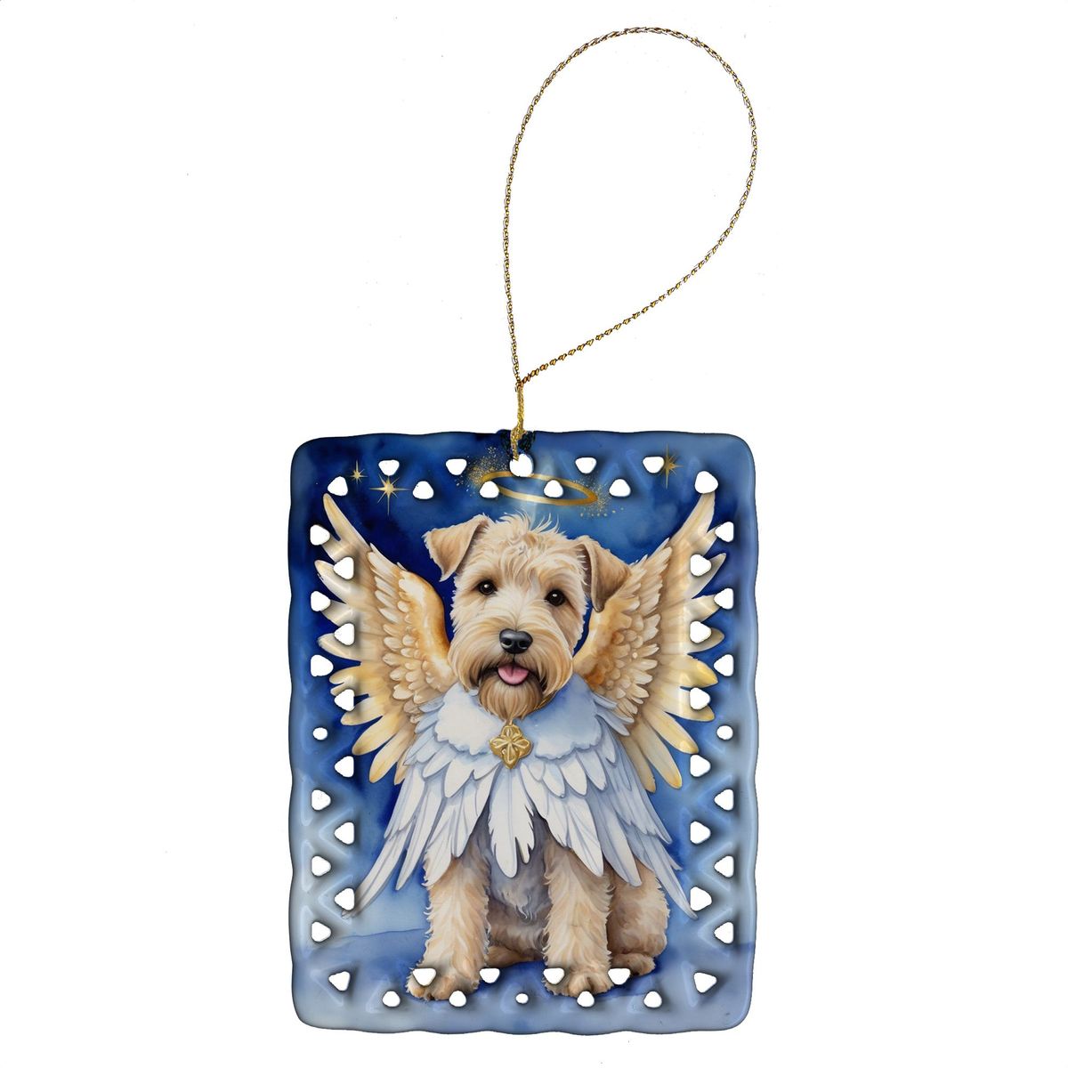 Wheaten Terrier My Angel Porcelain Ornament Christmas Tree Hanging Decorations For Home Christmas Holiday, Rectangle, Gift, Multicolor_maomaolike.com