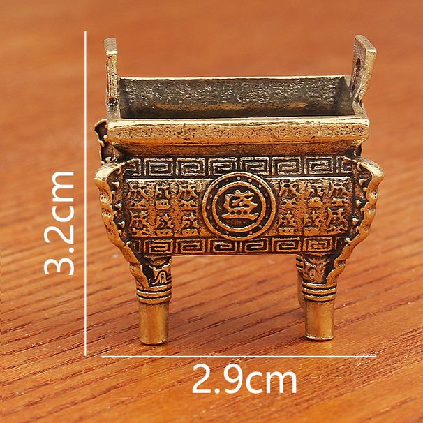 Brass Mini Small Copperware Floor-standing Square Copper Tripod Bag Unisex Decoration Accessories Keychain Pendant_maomaolike.com