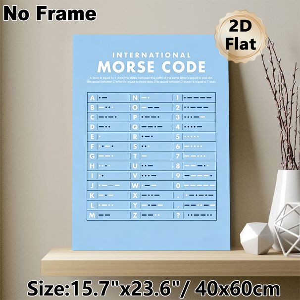 International Morse Code Painting Poster, Clear Light-blue Reference Chart Poster, Educational Reference For Learning Morse Code, Suitable For Home_maomaolike.com