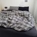 Wholesale INS Japanese Simple Plaid Pure Jacquard Four-Piece Nordic Style Full Yarn-Dyed Washed Cotton 4-Piece Set_maomaolike.com