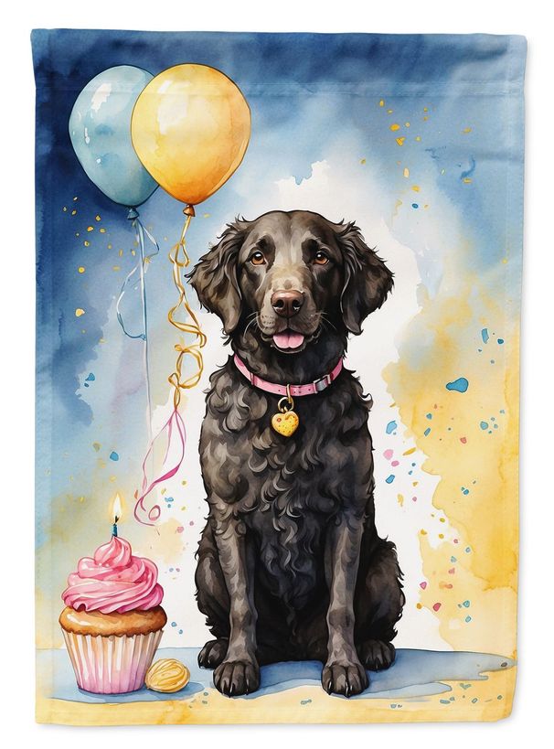 Curly Coated Retriever Happy Birthday House Flag Large Porch Sleeve Pole Decorative Outside Yard Banner Artwork Wall Hanging, Polyester, House Size, Multicolor_maomaolike.com
