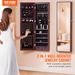 VEVOR Mirror Jewelry Cabinet 47.05in Lockable Wall Or Door Mounted Armoire Brown_maomaolike.com