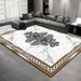 Living Room Rug, Oversized Rug, Marble Pattern With Geometric Border Bedroom Rug,Soft Thickened Washable Thickened Underlay,Bedside Rug Decorative Rug_maomaolike.com
