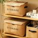 Household Cotton Linen Large Clothes Basket Snacks Toys With Lid Foldable Multifunctional Wardrobe Organizer Storage Box_maomaolike.com