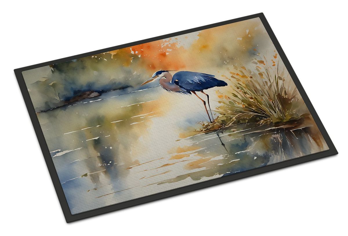 Blue Heron Doormat Front Door Mat Indoor Outdoor Rugs For Entryway, Non Slip Washable Low Pile, 24H X 36W_maomaolike.com