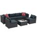 Patio Furniture, Outdoor Furniture, Seasonal PE Wicker Furniture, 7 Set Wicker Furniture With Tempered Glass Coffee Table_maomaolike.com